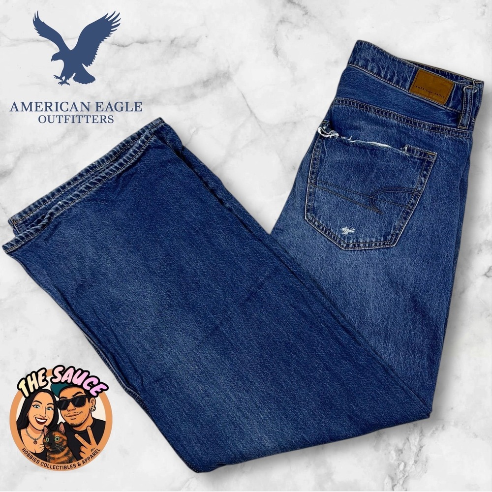 American Eagle Outfitters Y2K Skater Jean Distressed Baggy Denim Womens‎ 4 Short